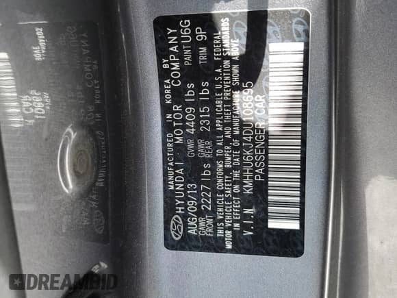2013 Hyundai Genesis Coupe Grand Touring с VIN KMHHU6KJ4DU108695, выставлен на аукционе Copart как лот 70326845 с пробегом 187 247 миль миль и Списание • Salvage title. История ставок и продаж доступна на DreamBid. Изображение 13.