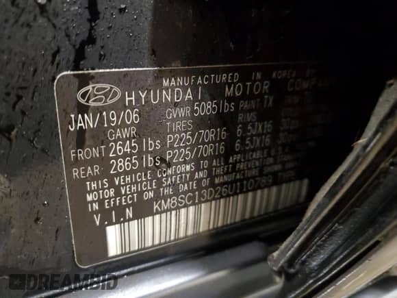 2006 Hyundai Santa Fe GLS с VIN KM8SC13D26U110789, выставлен на аукционе Copart как лот 83690944 с пробегом 63 252 миль миль и Чистый • Clean title. История ставок и продаж доступна на DreamBid. Изображение 13.