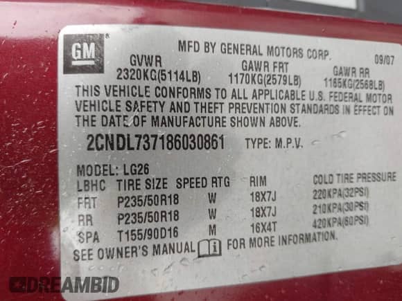 2008 Chevrolet Equinox Sport с VIN 2CNDL737186030861, выставлен на аукционе IAAI как лот 42362001 с пробегом 305 843 миль миль и . История ставок и продаж доступна на DreamBid. Изображение 9.