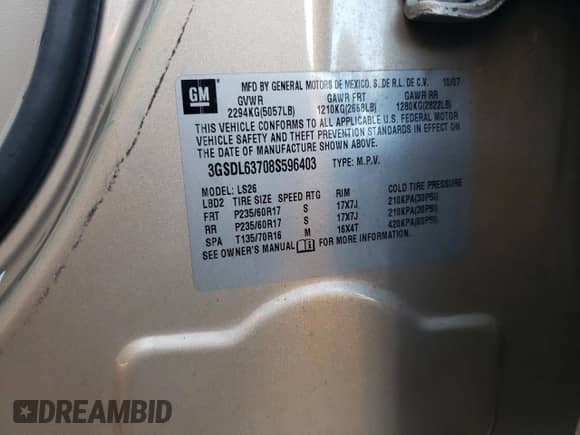 2008 Saturn VUE XR with VIN 3GSDL63708S596403, listed as a Copart auction lot 79928634 with 148,457 mi miles and Salvage title. Bid and sale history available at DreamBid. Image 15.