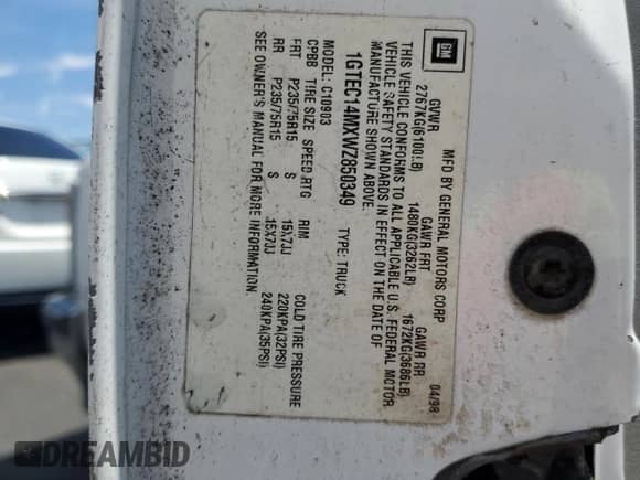 1998 GMC Sierra 1500 z VIN 1GTEC14MXWZ850349, wystawiony jako Copart lot #65374255 z przebiegiem 102 157 mil mil oraz Szkoda całkowita • Salvage title. Historia ofert i sprzedaży dostępna na DreamBid. Obrazek 12.