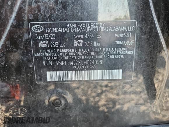 2020 Hyundai Sonata Limited с VIN 5NPEH4J2XLH024058, выставлен на аукционе Copart как лот 80744845 с пробегом 141 052 миль миль и Списание • Salvage title. История ставок и продаж доступна на DreamBid. Изображение 13.