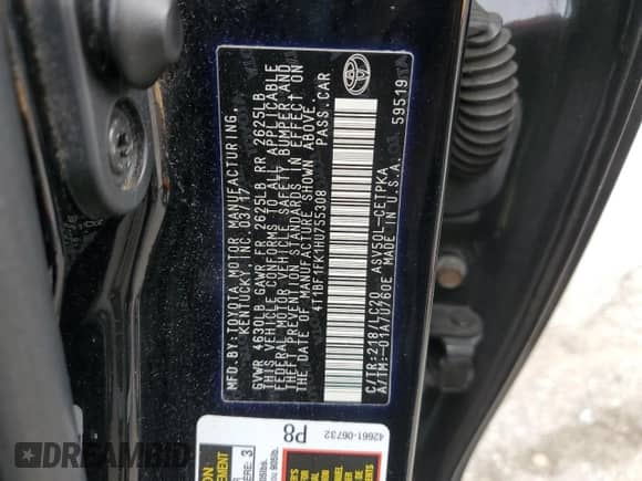 2017 Toyota Camry XSE с VIN 4T1BF1FK1HU755308, выставлен на аукционе Copart как лот 82367165 с пробегом 66 910 миль миль и Списание • Salvage title. История ставок и продаж доступна на DreamBid. Изображение 12.