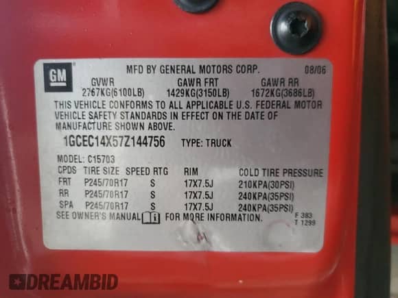 2007 Chevrolet Silverado 1500 Work Truck с VIN 1GCEC14X57Z144756, выставлен на аукционе Copart как лот 83933565 с пробегом 223 037 миль миль и Списание • Salvage title. История ставок и продаж доступна на DreamBid. Изображение 12.