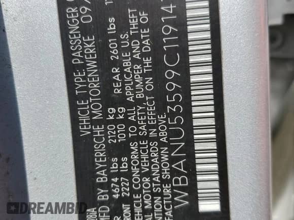 2009 BMW 5 Series 528i z VIN WBANU53599C119141, wystawiony jako Copart lot #53888465 z przebiegiem 203 859 mil mil oraz Czysty tytuł • Clean title. Historia ofert i sprzedaży dostępna na DreamBid. Obrazek 12.