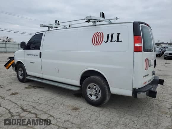 2021 Chevrolet Express Cargo with VIN 1GCWGAF72M1217629, listed as a Copart auction lot 36843154 with Not provided miles and Salvage title. Bid and sale history available at DreamBid. Image 2.