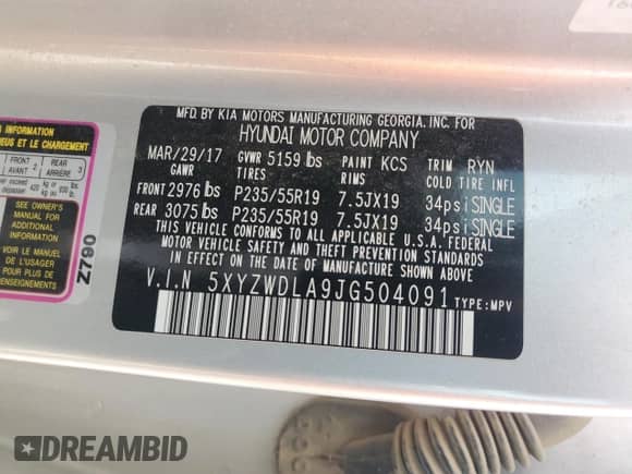 2018 Hyundai Santa Fe Ultimate с VIN 5XYZWDLA9JG504091, выставлен на аукционе Copart как лот 65657005 с пробегом 145 719 миль миль и Чистый • Clean title. История ставок и продаж доступна на DreamBid. Изображение 13.