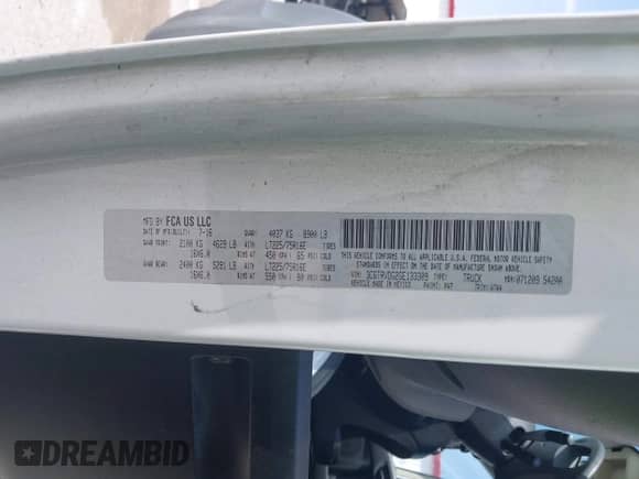 2016 Ram ProMaster Cargo with VIN 3C6TRVDG2GE133309, listed as a IAAI auction lot 42109788 with 243,853 mi miles and . Bid and sale history available at DreamBid. Image 9.