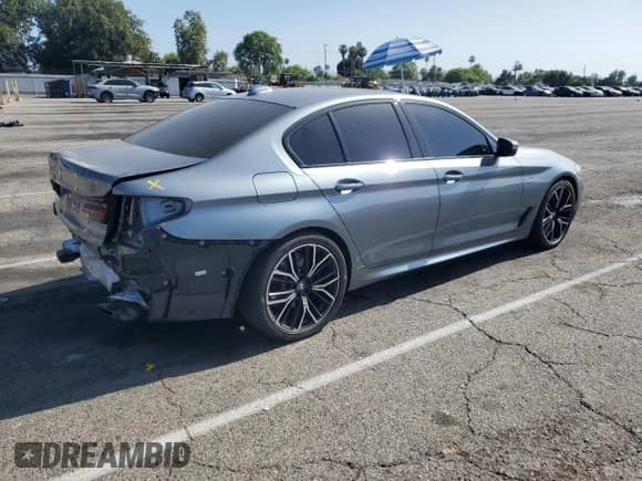 2021 BMW 5 Series 540i with VIN WBA53BJ02MWX02912, listed as a Copart auction lot 59173975 with 44,402 mi miles and Salvage title. Bid and sale history available at DreamBid. Image 3.