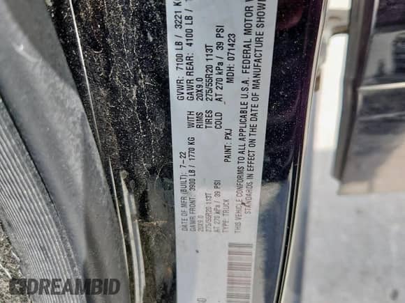 2022 Ram 1500 Big Horn with VIN 1C6SRFFT2NN395030, listed as a Copart auction lot 61864225 with 104,649 mi miles and Clean title. Bid and sale history available at DreamBid. Image 13.