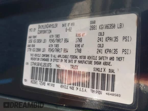 2002 Dodge 1500 с VIN 1D7HA16K42J261875, выставлен на аукционе IAAI как лот 43444450 с пробегом 205 412 миль миль и . История ставок и продаж доступна на DreamBid. Изображение 9.