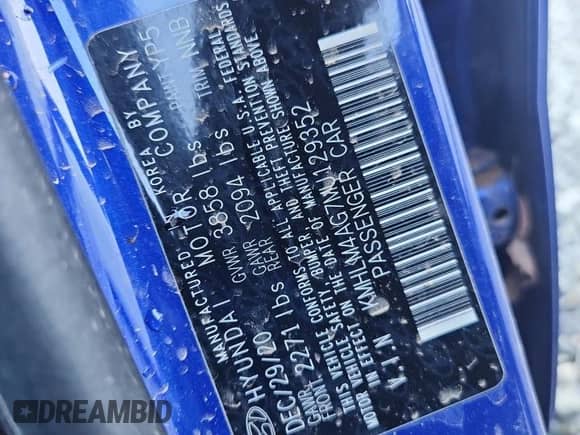 2021 Hyundai Elantra SEL с VIN KMHLM4AG7MU129352, выставлен на аукционе Copart как лот 64328765 с пробегом Не указан миль и Списание • Salvage title. История ставок и продаж доступна на DreamBid. Изображение 12.