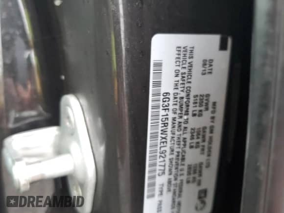 2014 Chevrolet SS с VIN 6G3F15RWXEL921775, выставлен на аукционе Copart как лот 85699184 с пробегом Не указан миль и Списание • Salvage title. История ставок и продаж доступна на DreamBid. Изображение 13.