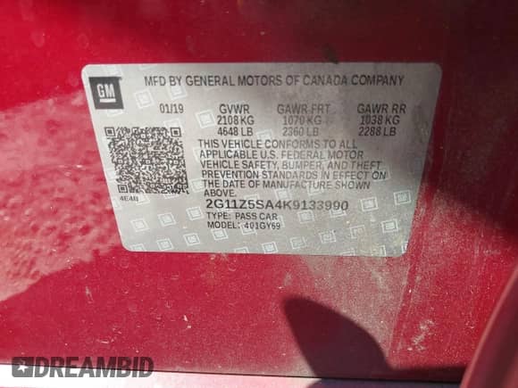 2019 Chevrolet Impala LT с VIN 2G11Z5SA4K9133990, выставлен на аукционе IAAI как лот 43143521 с пробегом 126 226 миль миль и . История ставок и продаж доступна на DreamBid. Изображение 9.