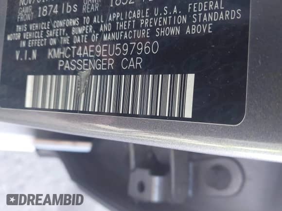 2014 Hyundai Accent GLS with VIN KMHCT4AE9EU597960, listed as a IAAI auction lot 43476423 with 192,794 mi miles and . Bid and sale history available at DreamBid. Image 9.