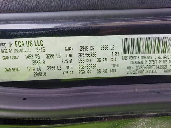 2015 Dodge Durango Citadel with VIN 1C4RDHEGXFC145568, listed as a IAAI auction lot 42435712 with 122,315 mi miles and . Bid and sale history available at DreamBid. Image 9.