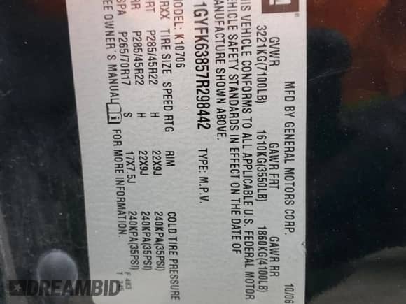 2007 Cadillac Escalade with VIN 1GYFK63857R298442, listed as a Copart auction lot 90537615 with 206,362 mi miles and Clean title. Bid and sale history available at DreamBid. Image 13.