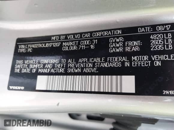 2018 Volvo S60 Inscription z VIN LYV402TKXJB171207, wystawiony jako IAAI lot #41394257 z przebiegiem 102 788 mil mil oraz . Historia ofert i sprzedaży dostępna na DreamBid. Obrazek 9.