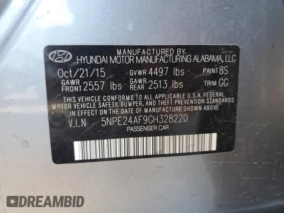 2016 Hyundai Sonata SE с VIN 5NPE24AF9GH328220, выставлен на аукционе Copart как лот 83415464 с пробегом 26 830 миль миль и Чистый • Clean title. История ставок и продаж доступна на DreamBid. Изображение 12.