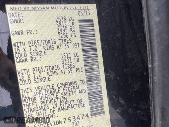 2013 Nissan Frontier SV z VIN 1N6AD0EV1DN753474, wystawiony jako Copart lot #59224445 z przebiegiem 263 774 mil mil oraz Czysty tytuł • Clean title. Historia ofert i sprzedaży dostępna na DreamBid. Obrazek 10.