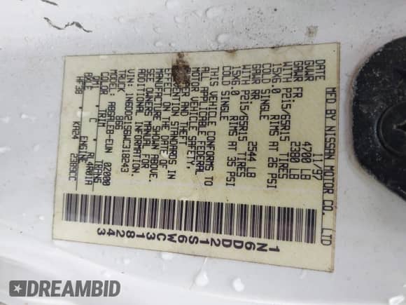 1998 Nissan Frontier XE with VIN 1N6DD21S6WC318243, listed as a IAAI auction lot 42272754 with 201,315 mi miles and . Bid and sale history available at DreamBid. Image 9.