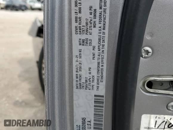 2021 Ram 1500 SLT с VIN 1C6RR6LG5MS539045, выставлен на аукционе Copart как лот 69245085 с пробегом 73 799 миль миль и Списание • Salvage title. История ставок и продаж доступна на DreamBid. Изображение 13.