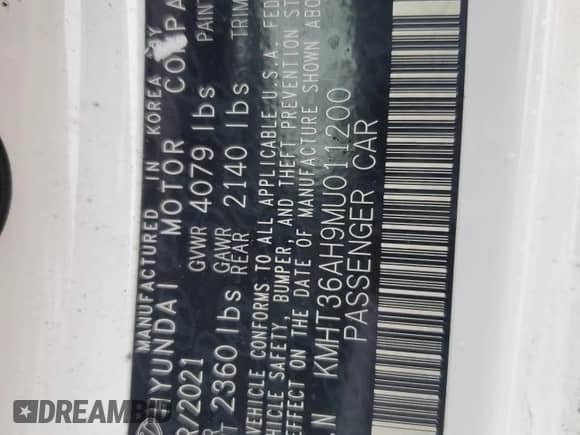 2021 Hyundai Veloster z VIN KMHT36AH9MU011200, wystawiony jako Copart lot #50986355 z przebiegiem 44 477 mil mil oraz Szkoda całkowita • Salvage title. Historia ofert i sprzedaży dostępna na DreamBid. Obrazek 12.