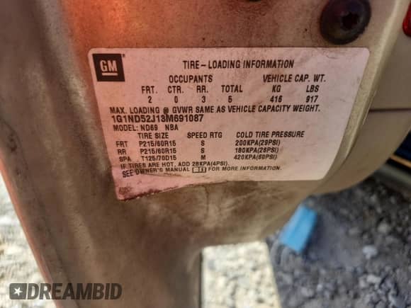 2003 Chevrolet Malibu с VIN 1G1ND52J13M691087, выставлен на аукционе Copart как лот 86280675 с пробегом 81 415 миль миль и На запчасти • Non repairable. История ставок и продаж доступна на DreamBid. Изображение 12.