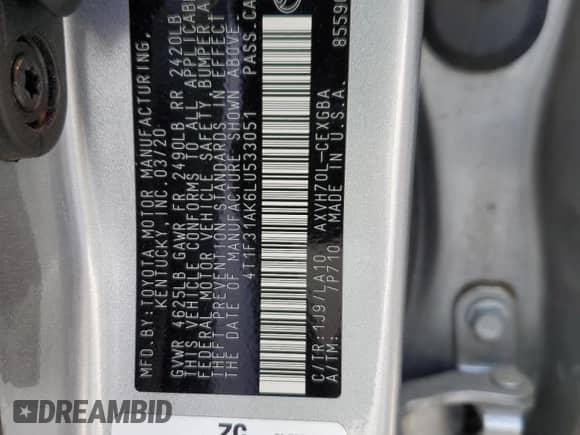 2020 Toyota Camry Hybrid XLE z VIN 4T1F31AK6LU533051, wystawiony jako Copart lot #69587675 z przebiegiem 65 806 mil mil oraz Szkoda całkowita • Salvage title. Historia ofert i sprzedaży dostępna na DreamBid. Obrazek 12.