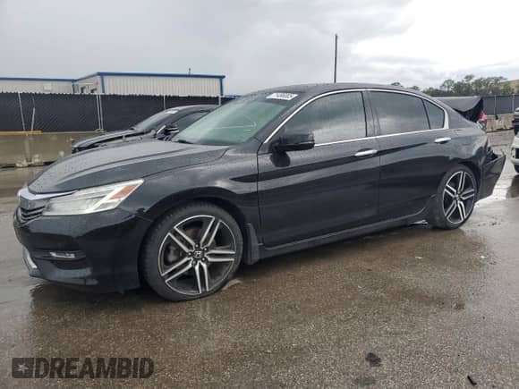 2017 Honda Accord Touring with VIN 1HGCR3F96HA044179, listed as a Copart auction lot 71496005 with 43,569 mi miles and Salvage title. Bid and sale history available at DreamBid. Image 1.