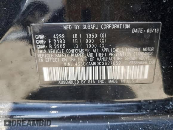 2019 Subaru Impreza Special Sports с VIN 4S3GKAM60K3627859, выставлен на аукционе Copart как лот 66367035 с пробегом 174 593 миль миль и Списание • Salvage title. История ставок и продаж доступна на DreamBid. Изображение 13.