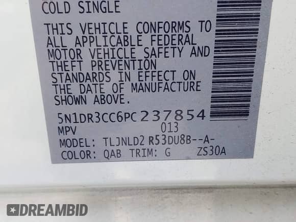 2023 Nissan Pathfinder SL with VIN 5N1DR3CC6PC237854, listed as a IAAI auction lot 42702565 with 25,899 mi miles and . Bid and sale history available at DreamBid. Image 9.