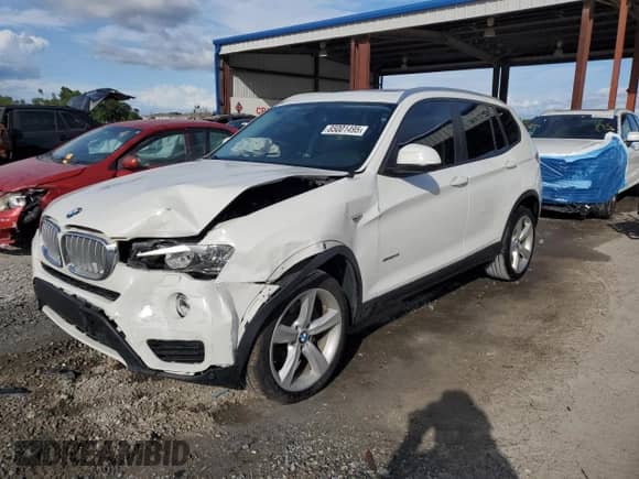 2017 BMW X3 sDrive28i with VIN 5UXWZ7C35H0X40779, listed as a Copart auction lot 85001495 with 69,220 mi miles and Salvage title. Bid and sale history available at DreamBid. Image 1.