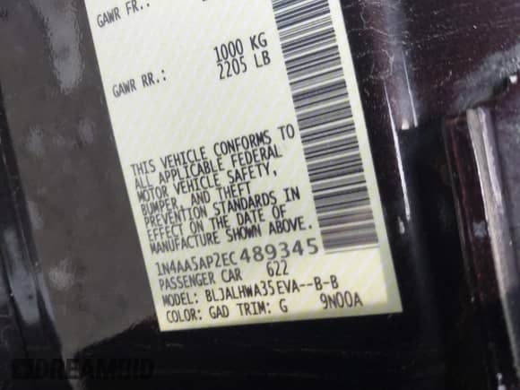 2014 Nissan Maxima SV z VIN 1N4AA5AP2EC489345, wystawiony jako IAAI lot #42511861 z przebiegiem 136 155 mil mil oraz . Historia ofert i sprzedaży dostępna na DreamBid. Obrazek 9.