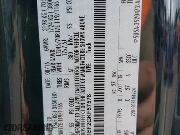 2016 Ford F-150 XLT z VIN 1FTFX1EF2GKF57578, wystawiony jako Copart lot #59809845 z przebiegiem 108 259 mil mil oraz Czysty tytuł • Clean title. Historia ofert i sprzedaży dostępna na DreamBid. Obrazek 12.