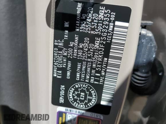 2025 Kia Sorento X-Line SX with VIN 5XYRKDJF2SG329355, listed as a Copart auction lot 65340375 with 11,872 mi miles and Clean title. Bid and sale history available at DreamBid. Image 14.