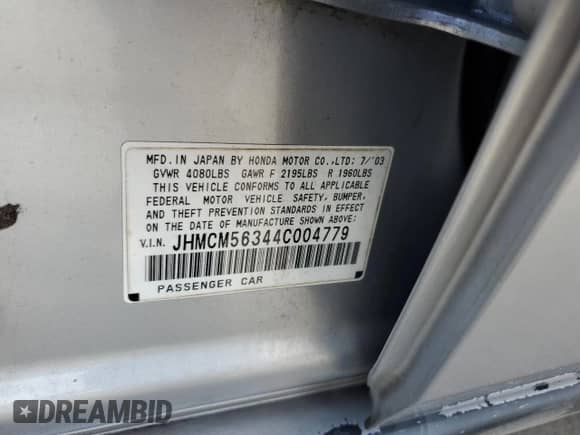 2004 Honda Accord LX z VIN JHMCM56344C004779, wystawiony jako Copart lot #85673555 z przebiegiem 311 114 mil mil oraz Czysty tytuł • Clean title. Historia ofert i sprzedaży dostępna na DreamBid. Obrazek 12.