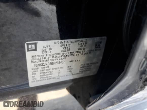 2016 Chevrolet Suburban LTZ z VIN 1GNSCJKC5GR235407, wystawiony jako Copart lot #80832905 z przebiegiem 110 358 mil mil oraz Szkoda całkowita • Salvage title. Historia ofert i sprzedaży dostępna na DreamBid. Obrazek 13.