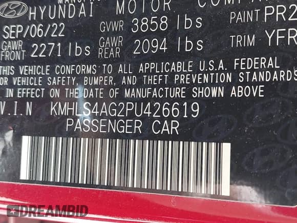 2023 Hyundai Elantra SEL с VIN KMHLS4AG2PU426619, выставлен на аукционе IAAI как лот 43092611 с пробегом 73 491 миль миль и . История ставок и продаж доступна на DreamBid. Изображение 9.