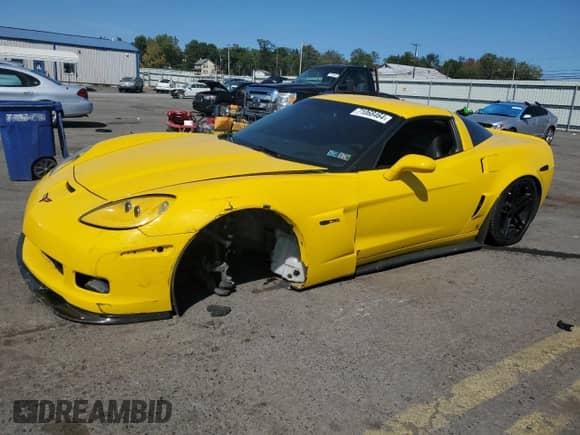 2007 Chevrolet Corvette Z06 с VIN 1G1YY26E375115529, выставлен на аукционе Copart как лот 71068464 с пробегом 23 388 миль миль и Списание • Salvage title. История ставок и продаж доступна на DreamBid. Изображение 1.
