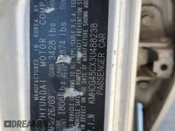 2003 Hyundai Accent GL с VIN KMHCG45CX3U488238, выставлен на аукционе Copart как лот 74399014 с пробегом 130 915 миль миль и Чистый • Clean title. История ставок и продаж доступна на DreamBid. Изображение 12.