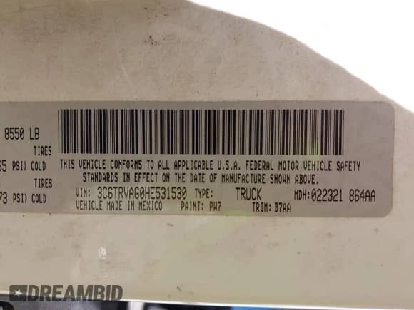 2017 Ram ProMaster Cargo with VIN 3C6TRVAG0HE531530, listed as a IAAI auction lot 42869405 with 140,261 mi miles and . Bid and sale history available at DreamBid. Image 9.