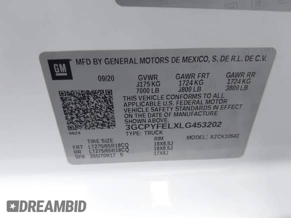 2020 Chevrolet Silverado 1500 LT Trail Boss с VIN 3GCPYFELXLG453202, выставлен на аукционе IAAI как лот 42083944 с пробегом 78 045 миль миль и . История ставок и продаж доступна на DreamBid. Изображение 9.