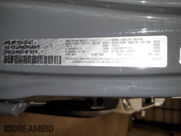 2023 Jeep Wrangler with VIN 1C4JJXN60PW642619, listed as a Copart auction lot 74364573 with 18,692 mi miles and Clean title. Bid and sale history available at DreamBid. Image 14.