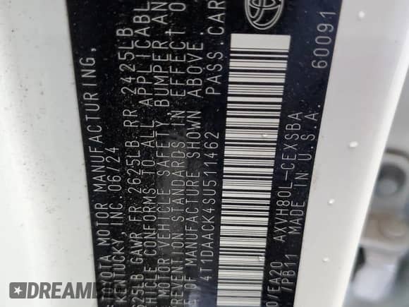 2025 Toyota Camry SE с VIN 4T1DAACK4SU511462, выставлен на аукционе Copart как лот 82175505 с пробегом 61 284 миль миль и Чистый • Clean title. История ставок и продаж доступна на DreamBid. Изображение 12.