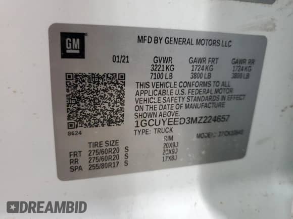 2021 Chevrolet Silverado 1500 RST z VIN 1GCUYEED3MZ224657, wystawiony jako Copart lot #70743365 z przebiegiem 79 042 mil mil oraz Czysty tytuł • Clean title. Historia ofert i sprzedaży dostępna na DreamBid. Obrazek 12.