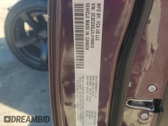 2020 Dodge Charger Scat Pack с VIN 2C3CDXGJ3LH184010, выставлен на аукционе Copart как лот 70059085 с пробегом 52 512 миль миль и Списание • Salvage title. История ставок и продаж доступна на DreamBid. Изображение 12.