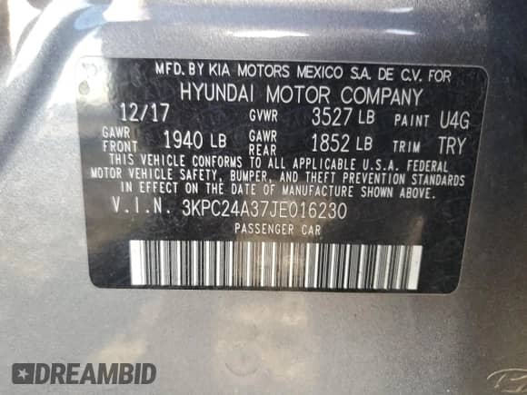 2018 Hyundai Accent SE z VIN 3KPC24A37JE016230, wystawiony jako Copart lot #84902435 z przebiegiem 89 602 mil mil oraz Szkoda całkowita • Salvage title. Historia ofert i sprzedaży dostępna na DreamBid. Obrazek 12.