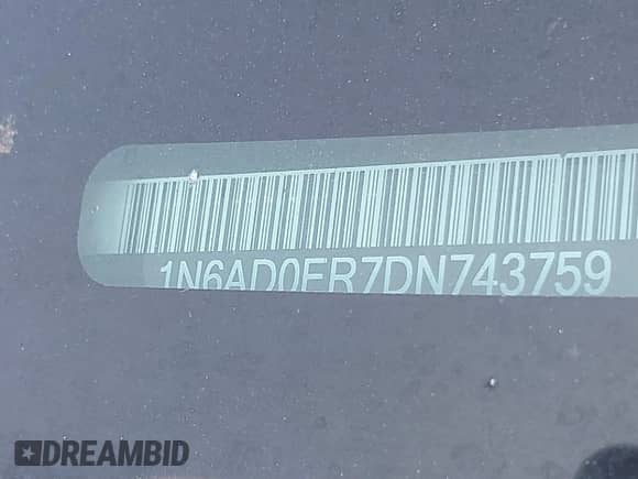 2013 Nissan Frontier SV with VIN 1N6AD0ER7DN743759, listed as a IAAI auction lot 43206591 with 192,748 mi miles and . Bid and sale history available at DreamBid. Image 9.