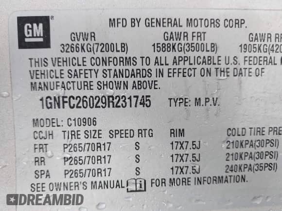 2009 Chevrolet Suburban 2LT z VIN 1GNFC26029R231745, wystawiony jako IAAI lot #43550358 z przebiegiem 388 966 mil mil oraz . Historia ofert i sprzedaży dostępna na DreamBid. Obrazek 9.